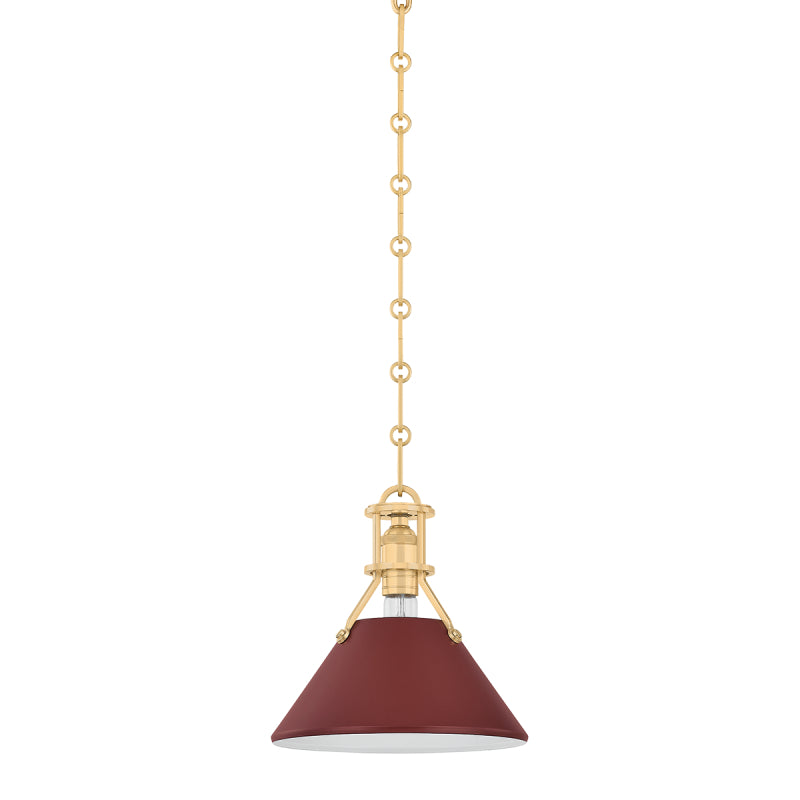 Hudson Valley MDS351 Painted No. 2 1-lt 10" Pendant - Aged Brass/Soft Crimson
