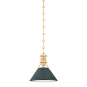 Hudson Valley MDS351 Painted No. 2 1-lt 10" Pendant - Aged Brass/Soft Studio Green