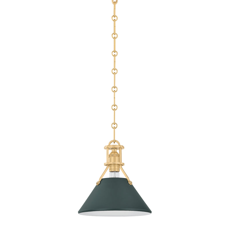 Hudson Valley MDS351 Painted No. 2 1-lt 10" Pendant - Aged Brass/Soft Studio Green