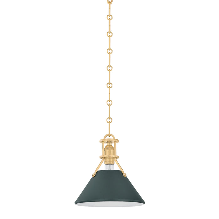 Hudson Valley MDS351 Painted No. 2 1-lt 10" Pendant - Aged Brass/Soft Studio Green