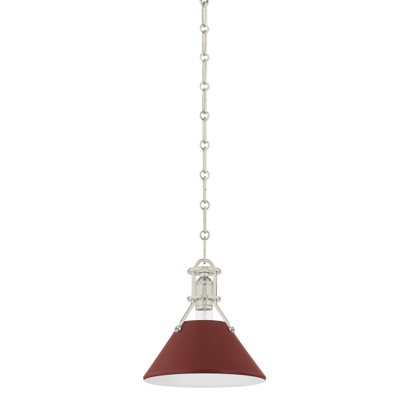 Hudson Valley MDS351 Painted No. 2 1-lt 10" Pendant - Polished Nickel/Soft Crimson