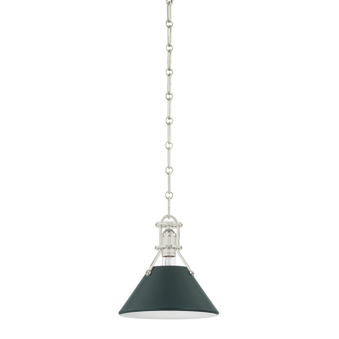 Hudson Valley MDS351 Painted No. 2 1-lt 10" Pendant - Polished Nickel/Soft Studio Green