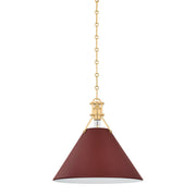 Hudson Valley MDS352 Painted No. 2 1-lt 16" Pendant - Aged Brass/Soft Crimson