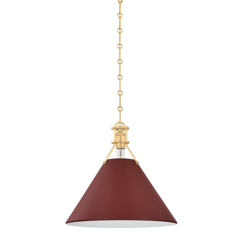 Hudson Valley MDS352 Painted No. 2 1-lt 16" Pendant - Aged Brass/Soft Crimson