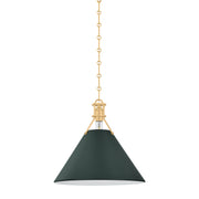 Hudson Valley MDS352 Painted No. 2 1-lt 16" Pendant - Aged Brass/Soft Studio Green