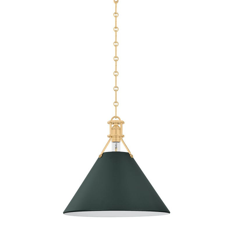 Hudson Valley MDS352 Painted No. 2 1-lt 16" Pendant - Aged Brass/Soft Studio Green