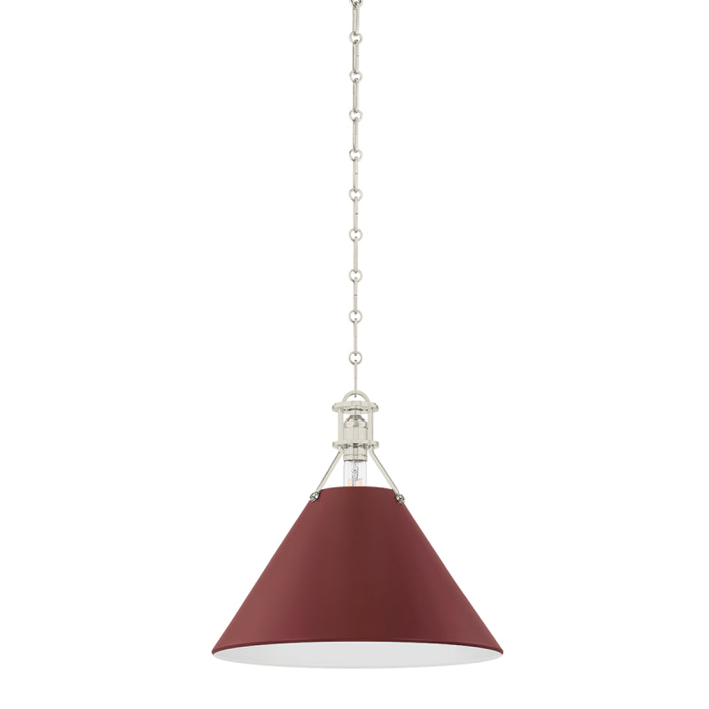 Hudson Valley MDS352 Painted No. 2 1-lt 16" Pendant - Polished Nickel/Soft Crimson