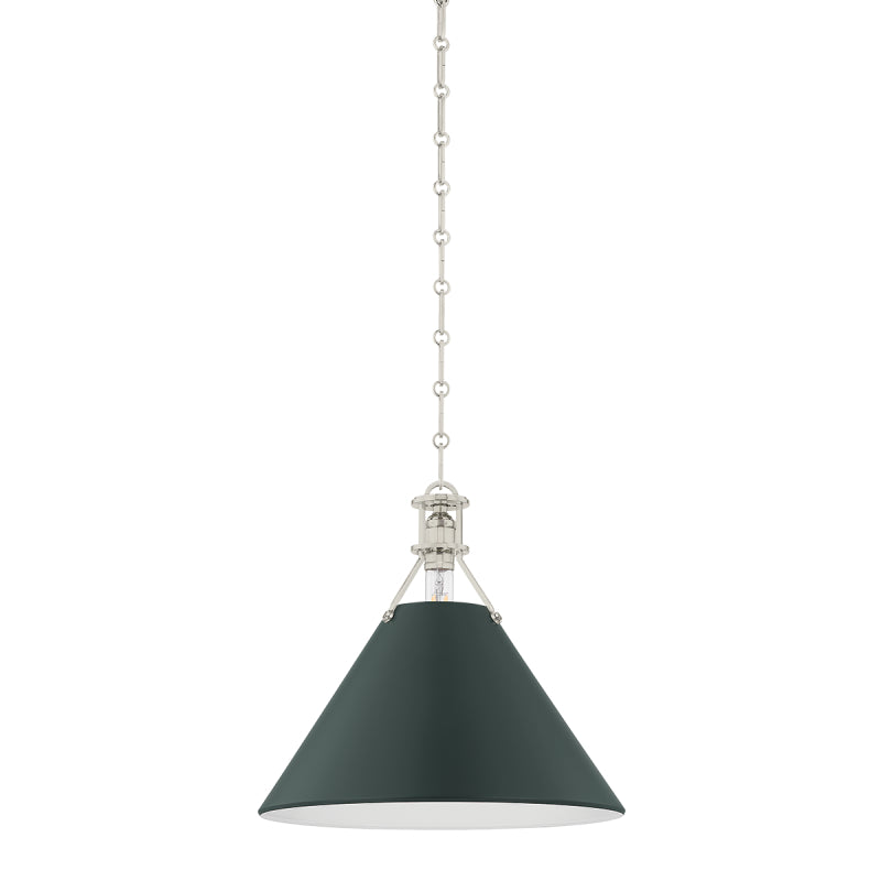 Hudson Valley MDS352 Painted No. 2 1-lt 16" Pendant - Polished Nickel/Soft Studio Green