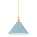 Hudson Valley MDS352L Painted No. 2 1-lt 21" Pendant - Aged Brass/Blue Bird