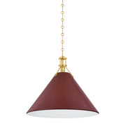 Hudson Valley MDS352L Painted No. 2 1-lt 21" Pendant - Aged Brass/Soft Crimson