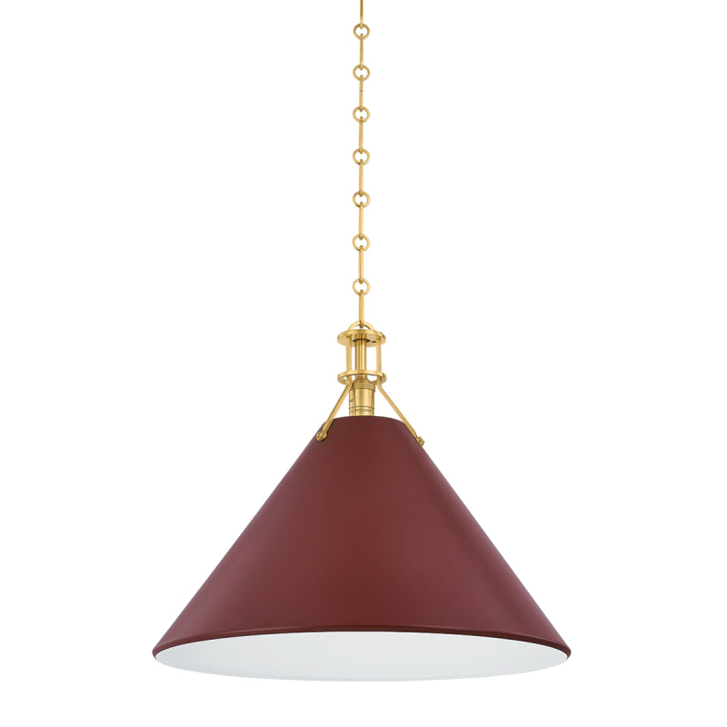 Hudson Valley MDS352L Painted No. 2 1-lt 21" Pendant - Aged Brass/Soft Crimson