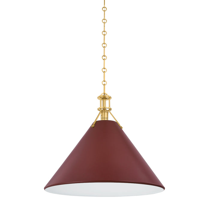 Hudson Valley MDS352L Painted No. 2 1-lt 21" Pendant - Aged Brass/Soft Crimson