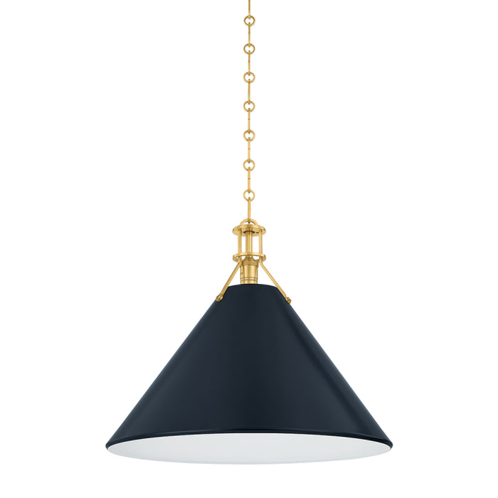 Hudson Valley MDS352L Painted No. 2 1-lt 21" Pendant - Aged Brass/Darkest Blue