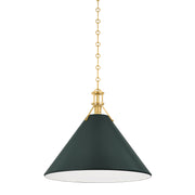 Hudson Valley MDS352L Painted No. 2 1-lt 21" Pendant - Aged Brass/Soft Studio Green