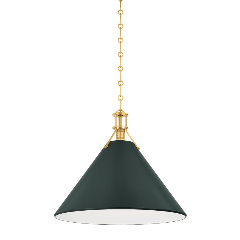 Hudson Valley MDS352L Painted No. 2 1-lt 21" Pendant - Aged Brass/Soft Studio Green
