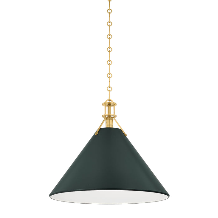 Hudson Valley MDS352L Painted No. 2 1-lt 21" Pendant - Aged Brass/Soft Studio Green