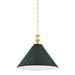 Hudson Valley MDS352L Painted No. 2 1-lt 21" Pendant - Aged Brass/Soft Studio Green