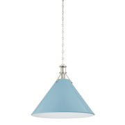 Hudson Valley MDS352L Painted No. 2 1-lt 21" Pendant - Polished Nickel/Blue Bird