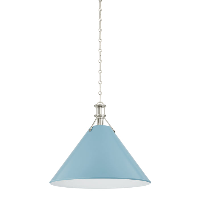 Hudson Valley MDS352L Painted No. 2 1-lt 21" Pendant - Polished Nickel/Blue Bird