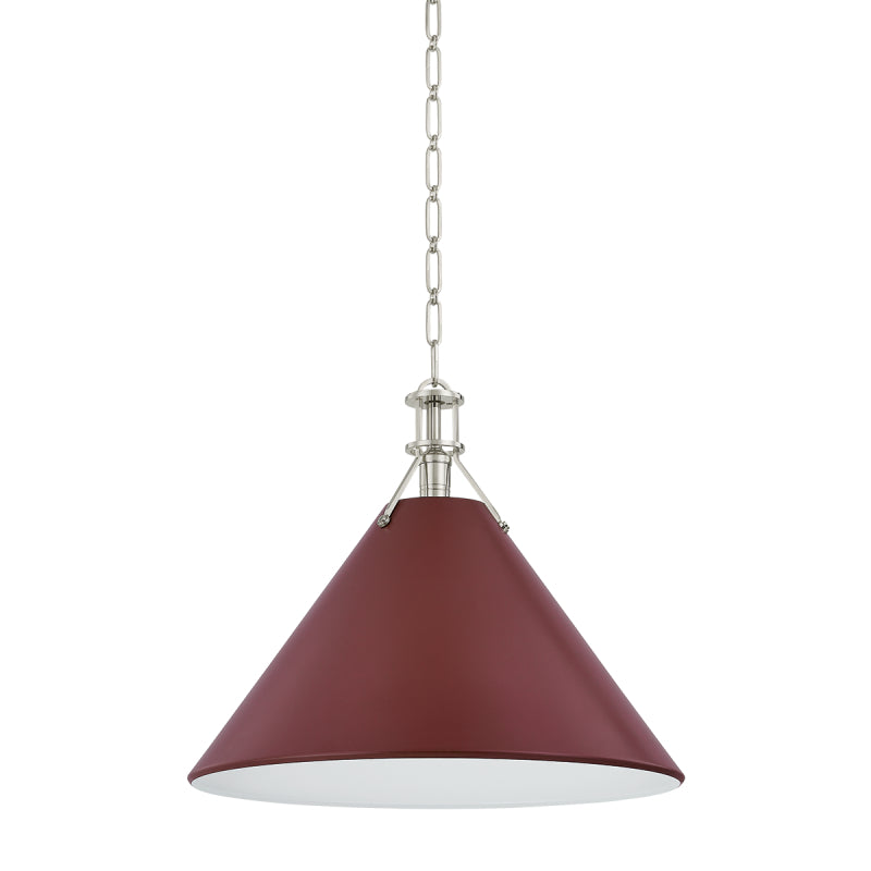 Hudson Valley MDS352L Painted No. 2 1-lt 21" Pendant - Polished Nickel/Soft Crimson