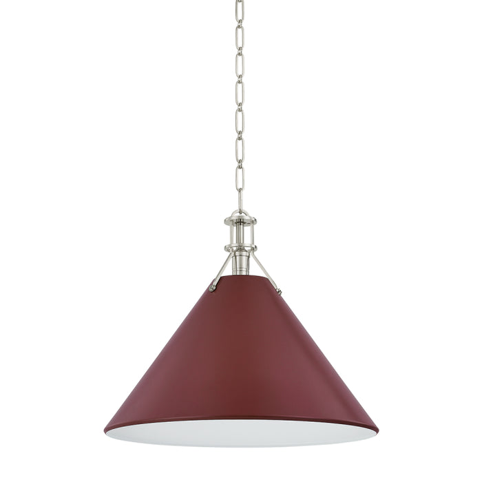 Hudson Valley MDS352L Painted No. 2 1-lt 21" Pendant - Polished Nickel/Soft Crimson
