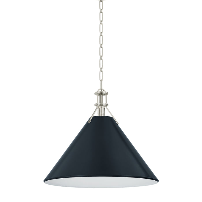 Hudson Valley MDS352L Painted No. 2 1-lt 21" Pendant - Polished Nickel/Darkest Blue