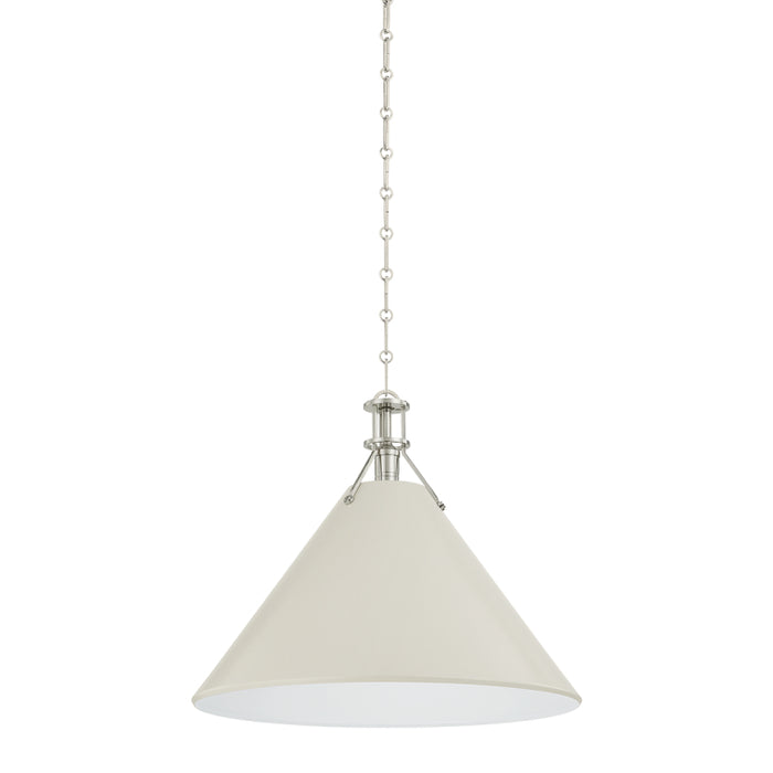 Hudson Valley MDS352L Painted No. 2 1-lt 21" Pendant - Polished Nickel/Off White