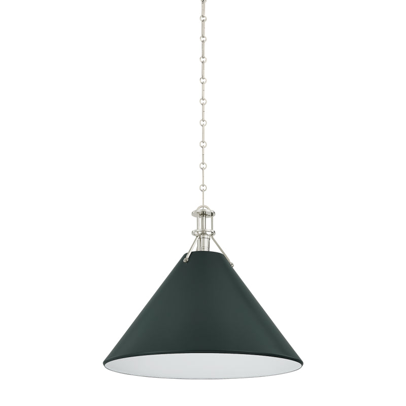 Hudson Valley MDS352L Painted No. 2 1-lt 21" Pendant - Polished Nickel/Soft Studio Green