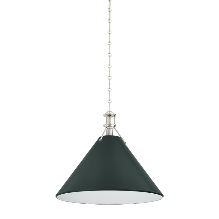 Hudson Valley MDS352L Painted No. 2 1-lt 21" Pendant - Polished Nickel/Soft Studio Green