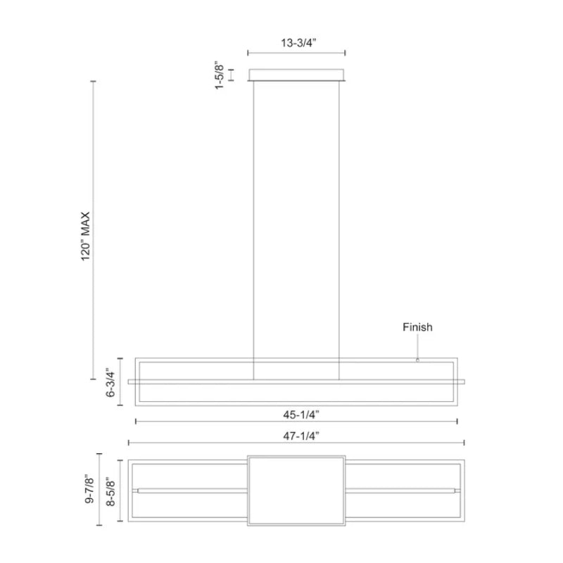 Kuzco LP16248-UNV-010 Mondrian 47" LED Linear Pendant, 120-277V