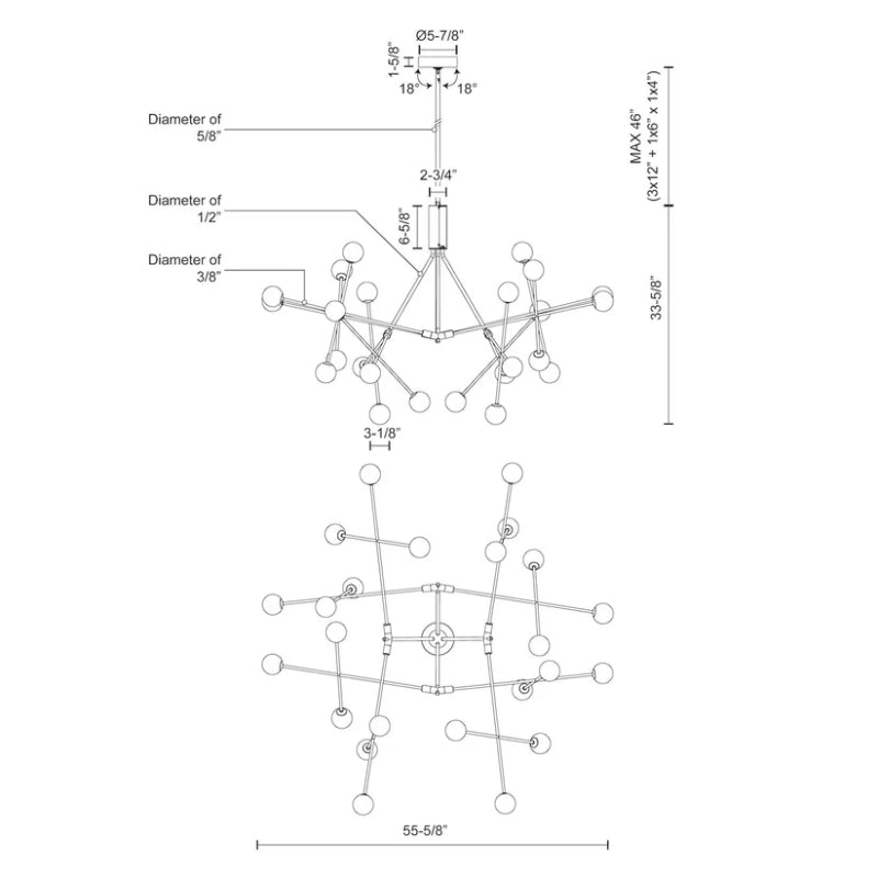 Kuzco CH97358 Moto 56" LED Chandelier