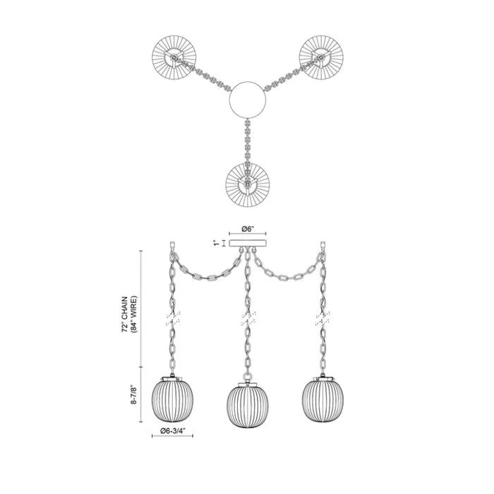 Alora Mood MP579707 Cherise 3-lt 7" Pendant