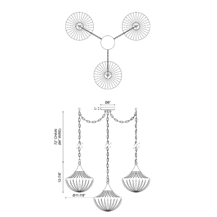 Alora Mood MP651312 Farrah 3-lt 12" Multi Pendant
