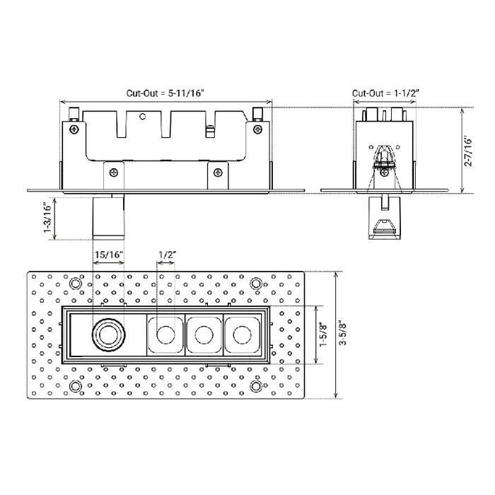 Elite MR-RTL-D-3-PADJ-1 Micro Series Trimless Recessed Downlight with Pull-Down Adjustable
