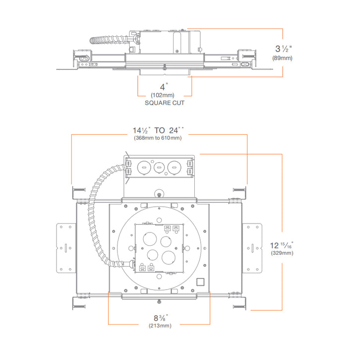 DMF M4LTSS M Series 4" Square NC Low Profile Housing