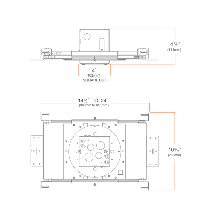 DMF M4NCSF M Series 4" Square New Construction Housing, Fire Rated