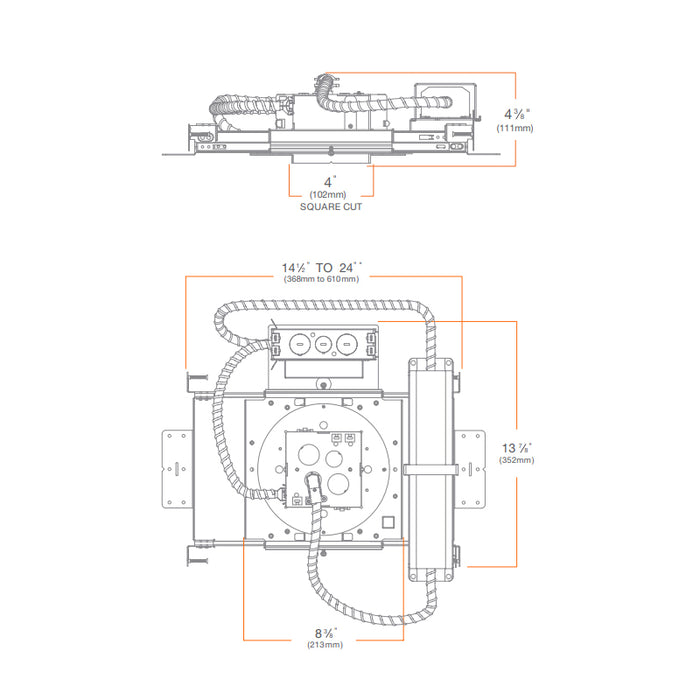 DMF M4NCSS M Series 4" Square New Construction Housing with EM Driver, Integrated Switch