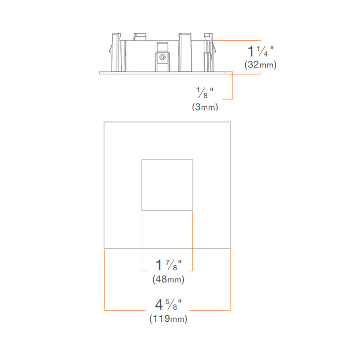 DMF M4TSP M Series 4" Square Pinhole Trim