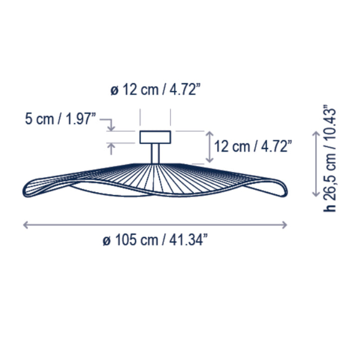 Bover Mediterrània PF/105 1-lt 41" LED Outdoor Semi-Flushmount, 0-10V