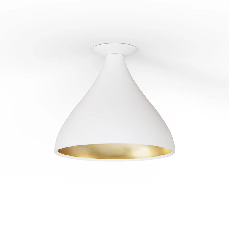 Pablo Designs Swell Medium 12" LED Flush Mount - White/Brass