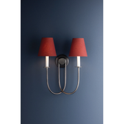 Hudson Valley 4082 Midtown 2-lt 20" Tall Wall Sconce - Old Bronze/Garnet Linen