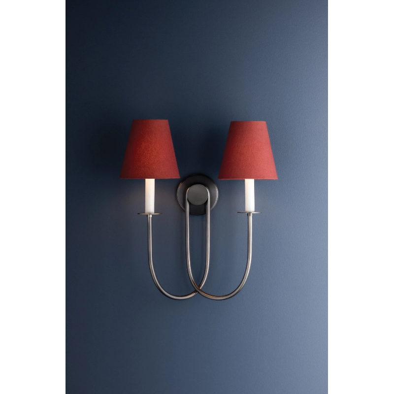 Hudson Valley 4082 Midtown 2-lt 20" Tall Wall Sconce - Old Bronze/Garnet Linen