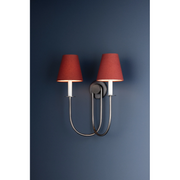 Hudson Valley 4082 Midtown 2-lt 20" Tall Wall Sconce - Old Bronze/Garnet Linen