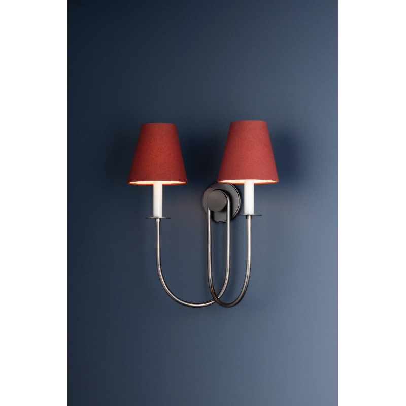 Hudson Valley 4082 Midtown 2-lt 20" Tall Wall Sconce - Old Bronze/Garnet Linen