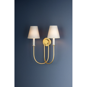Hudson Valley 4082 Midtown 2-lt 20" Tall Wall Sconce - Aged Brass/White Linen