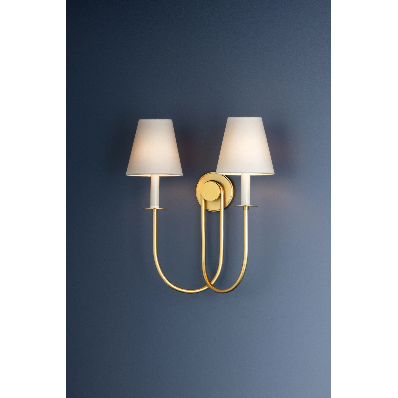 Hudson Valley 4082 Midtown 2-lt 20" Tall Wall Sconce - Aged Brass/White Linen