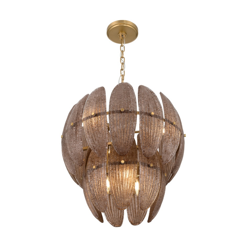Metropolitan N2246 Marclaire 6-lt 20" Pendant - Legacy Brass/Brown Glass