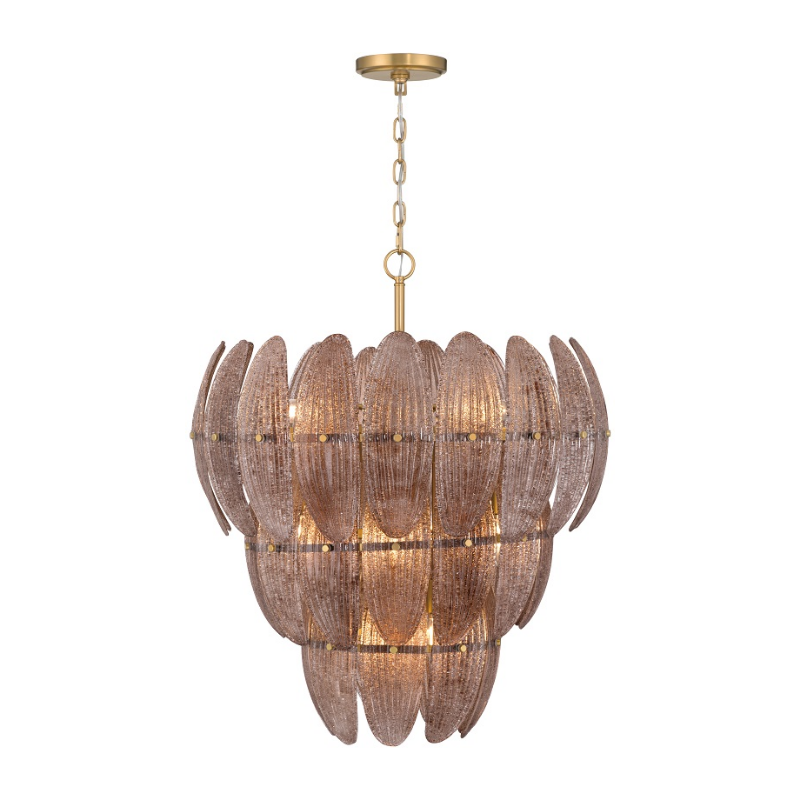 Metropolitan N2248 Marclaire 11-lt 27" Pendant - Legacy Brass/Brown Glass