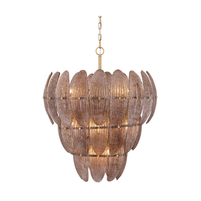 Metropolitan N2248 Marclaire 11-lt 27" Pendant - Legacy Brass/Brown Glass