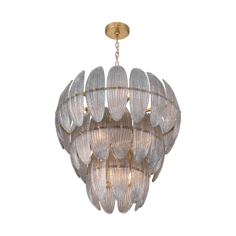 Metropolitan N2248 Marclaire 11-lt 27" Pendant - Legacy Brass/Grey Glass